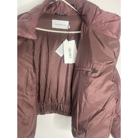 Calvin Klein Jeans Womens Zip-Front Puff Jacket Bitter Chocolate L - Picture 9 of 11